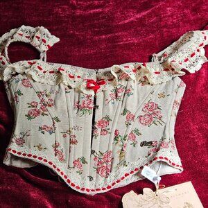 LACEMADE ROSEY CHRISTMAS COTTAGE CORSET SIZE SMALL NWT With Strong Boning